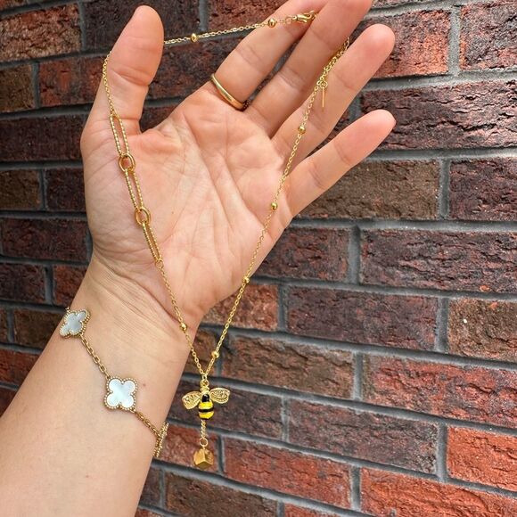 Bumble Bee 18K Gold Stainless Steel Waterproof Necklace - Picture 11 of 15